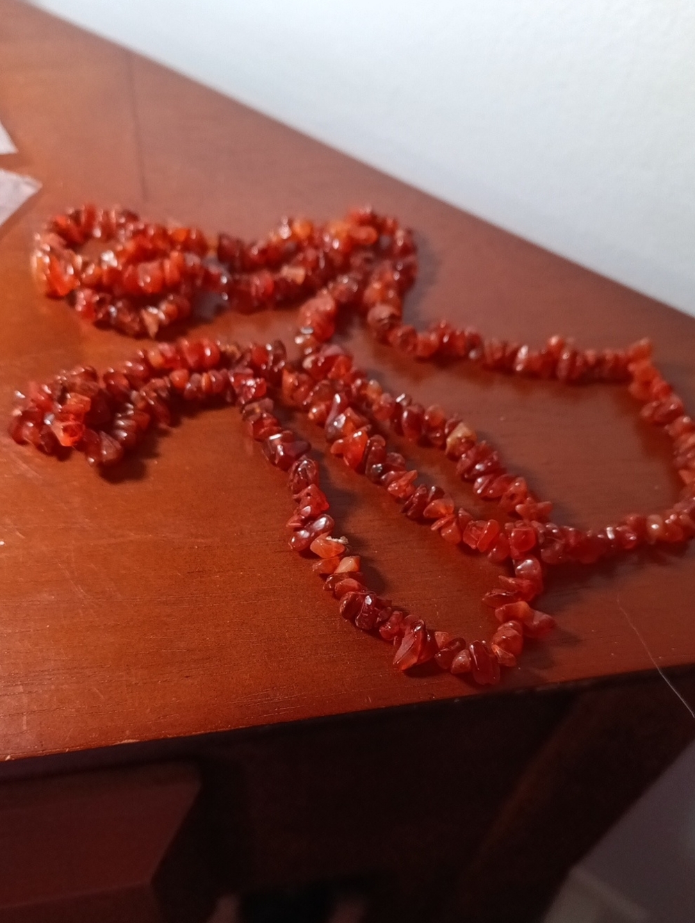 Red Carnelian Chip Bead Necklace - Women Jewelry- Crystal
